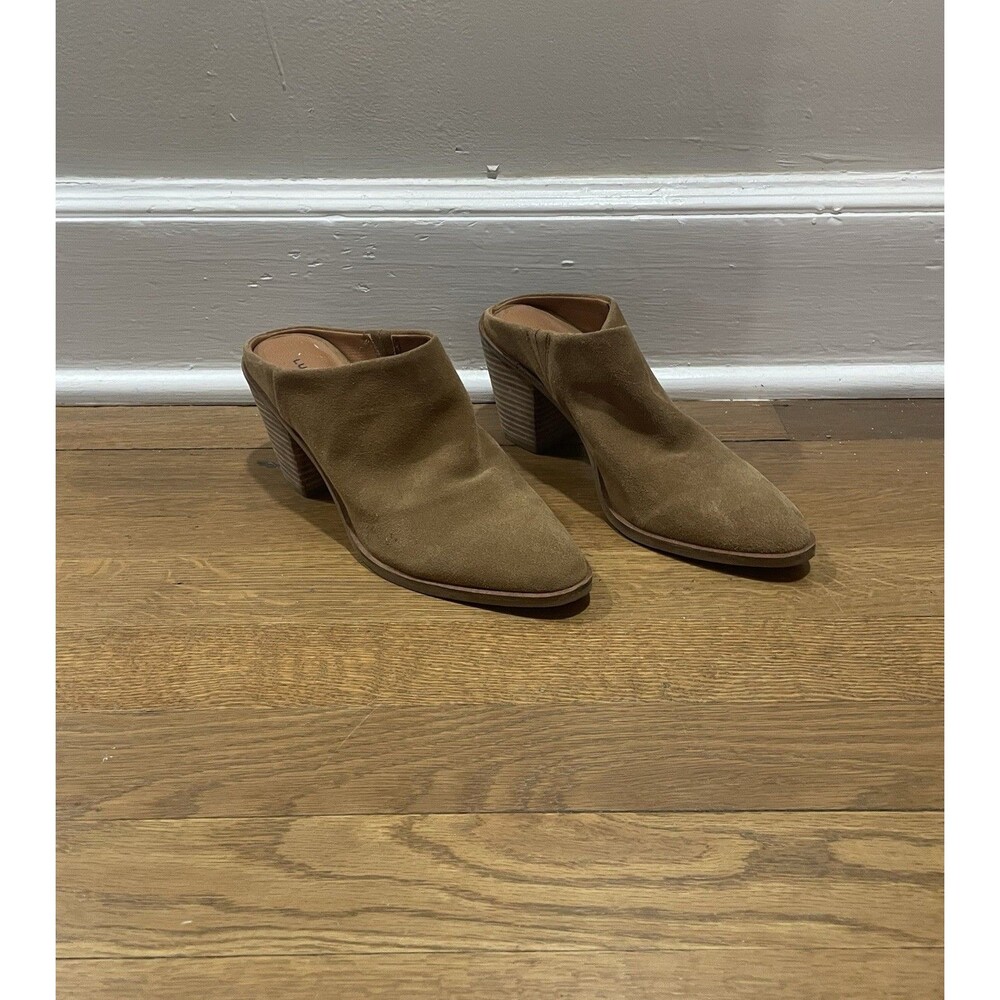 Lucky Brand Sebiki Camel Brown Suede Slip On Mules Almond Toe Size 7 Casual